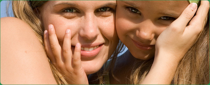 Mother and Daughter smiling