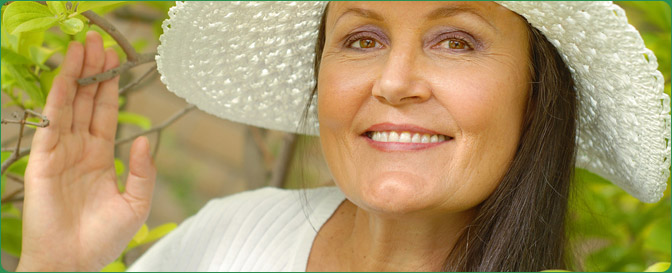 Woman smiling outdoors