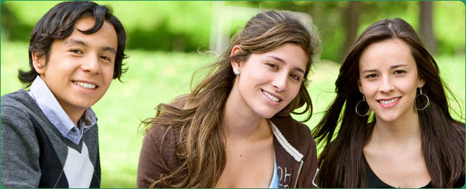 Friends laughing and smiling